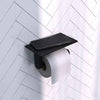 Brauer toiletrolhouder met planchet in mat zwarte PVD-afwerking, vervaardigd uit RVS 304 en geschikt voor wandmontage.