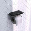 Brauer toiletrolhouder met planchet in gunmetal geborstelde PVD-afwerking, vervaardigd uit RVS 304 en geschikt voor wandmontage.